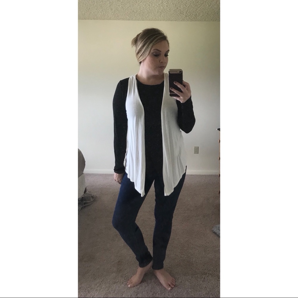 Cream open front vest